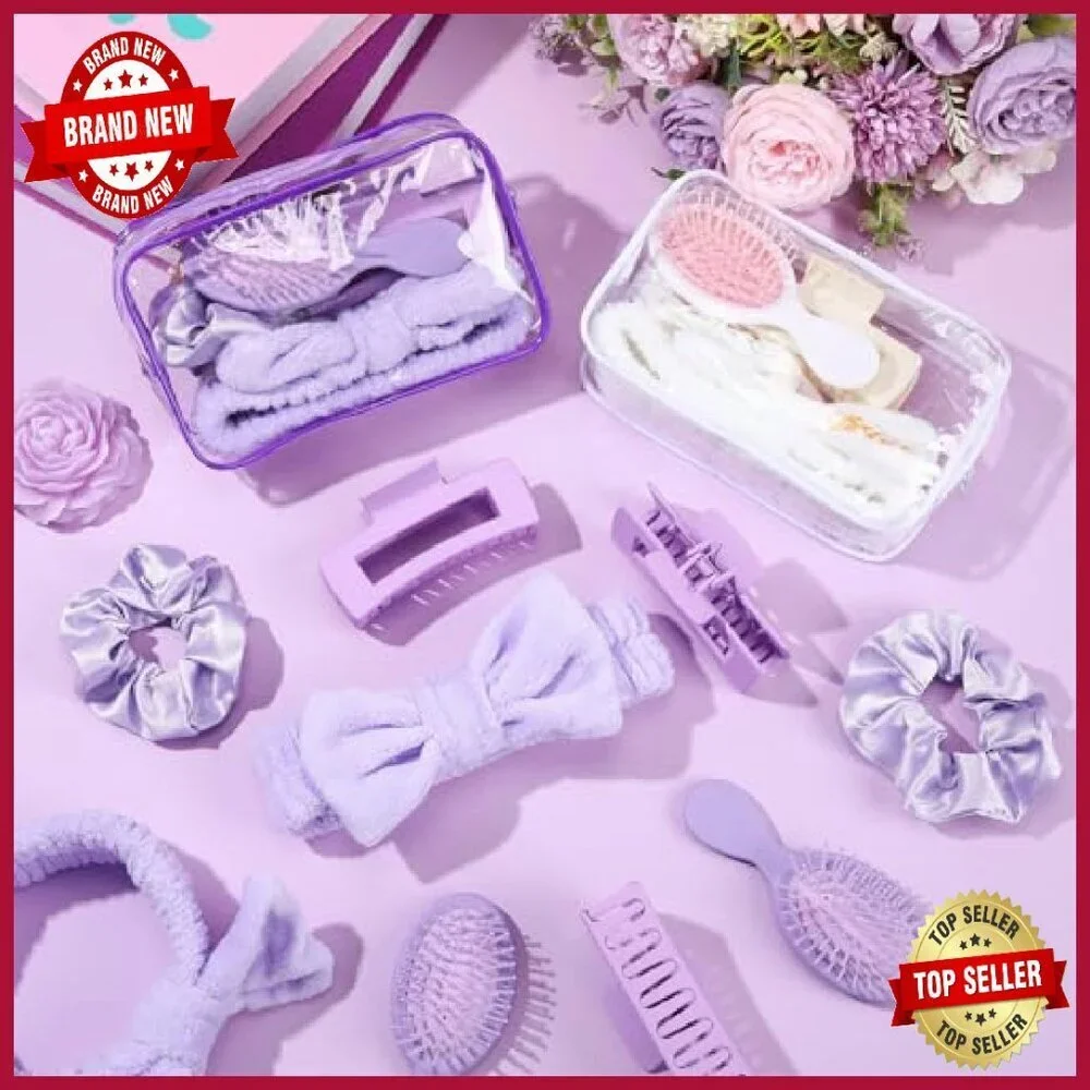 40pc Bridal Party Hair Accessory Set with Makeup Bag Scrunchies Clips